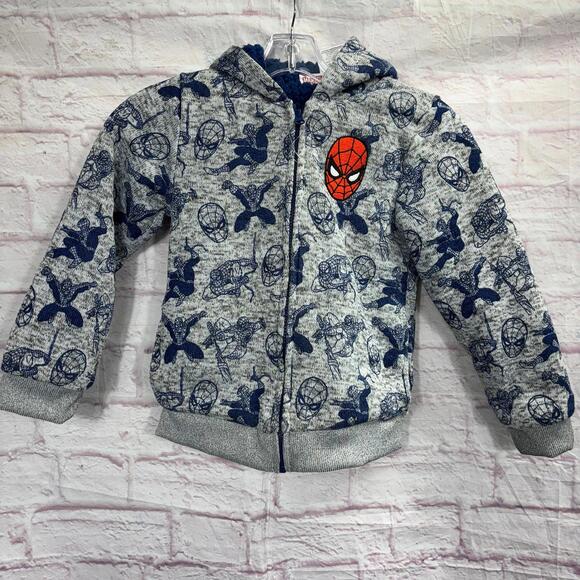 Marvel Spiderman Boys Size 7 Sherpa Lined Jacket - Picture 1 of 7